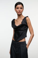 OLIVIA SILK TOP | BLACK